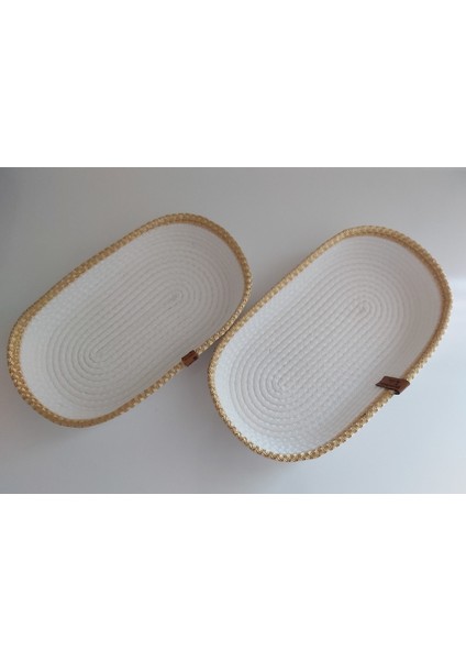 2'li Oval Sepet Düzenleyici Hasır Sepet Dekorasyon Hediyelik 31X18X5-26X15X5