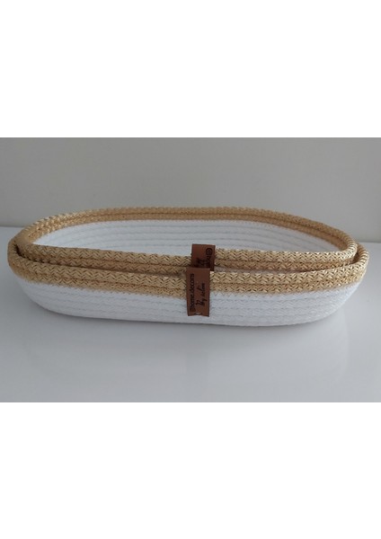 2'li Oval Sepet Düzenleyici Hasır Sepet Dekorasyon Hediyelik 31X18X5-26X15X5