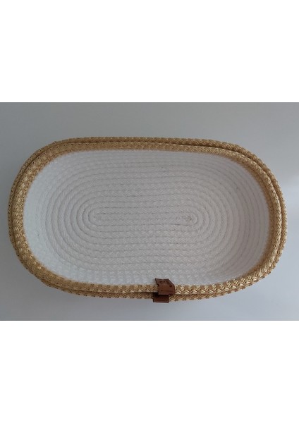 2'li Oval Sepet Düzenleyici Hasır Sepet Dekorasyon Hediyelik 31X18X5-26X15X5