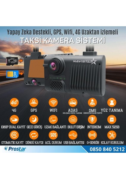 Uzaktan Izlemeli 2 Kameralı Wifi Gps 4g Yapay Zeka Destekli Ak?