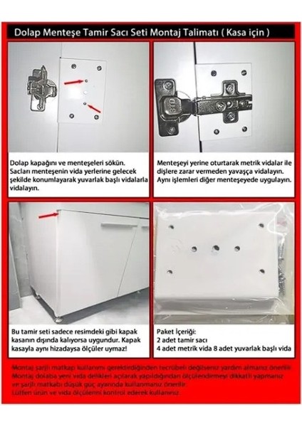 Dolap Menteşe Tamir Sacı Seti 4'lü Kahve
