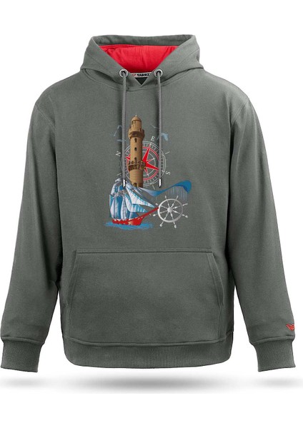 Deniz Feneri ve Yelkenli Tasarım Sweatshirt Hoodie