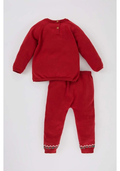 Kız Bebek Yılbaşı Temalı Kazak Alt Pamuklu Triko 2'li Takım fırsatları