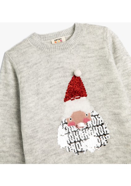 Yılbaşı Kazağı Noel Baba Desenli Pullu Payetli Uzun Kollu modelleri