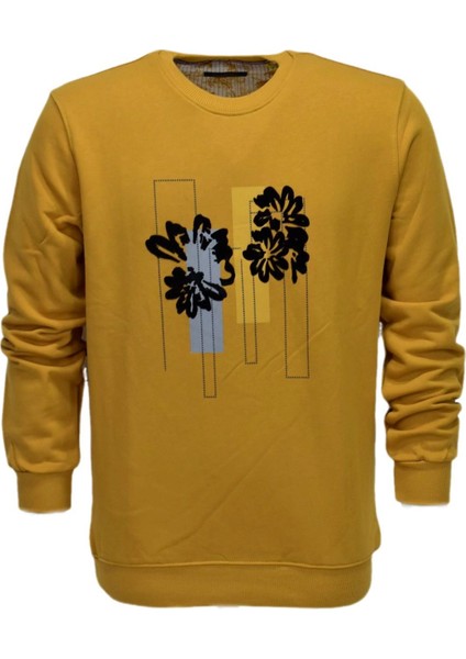 Erkek Baskılı Spor Sıfır Yaka Sweatshirt R2201 BGL-ST03191