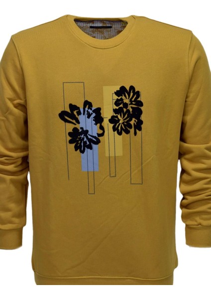 Erkek Baskılı Spor Sıfır Yaka Sweatshirt R2201 BGL-ST03191