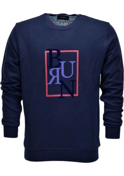 Erkek Baskılı Spor Sıfır Yaka Sweatshirt R2202 BGL-ST03189