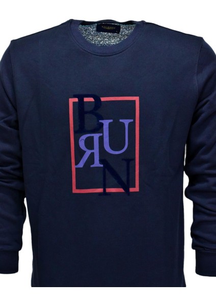 Erkek Baskılı Spor Sıfır Yaka Sweatshirt R2202 BGL-ST03189
