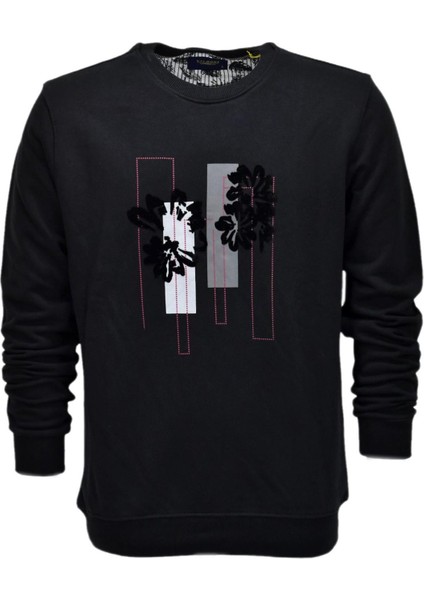 Erkek Baskılı Spor Sıfır Yaka Sweatshirt R2201 BGL-ST03191