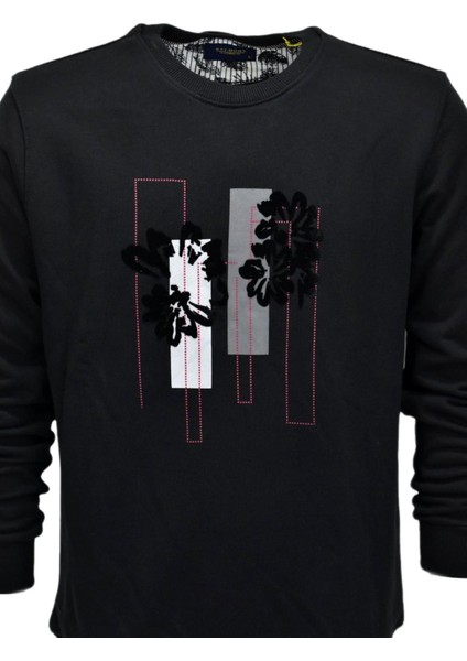 Erkek Baskılı Spor Sıfır Yaka Sweatshirt R2201 BGL-ST03191