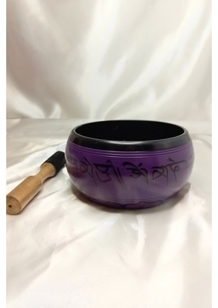 Tibet Çanağı Çanı Kasesi Meditasyon Çanı Yoga Çanı Tibet Çanağı Singing Bowl Mor Oval Mor 16