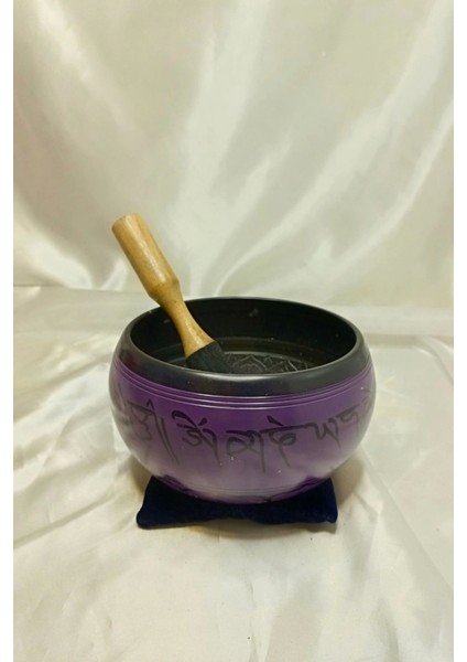 Tibet Çanağı Çanı Kasesi Meditasyon Çanı Yoga Çanı Tibet Çanağı Singing Bowl Mor Oval Mor 16