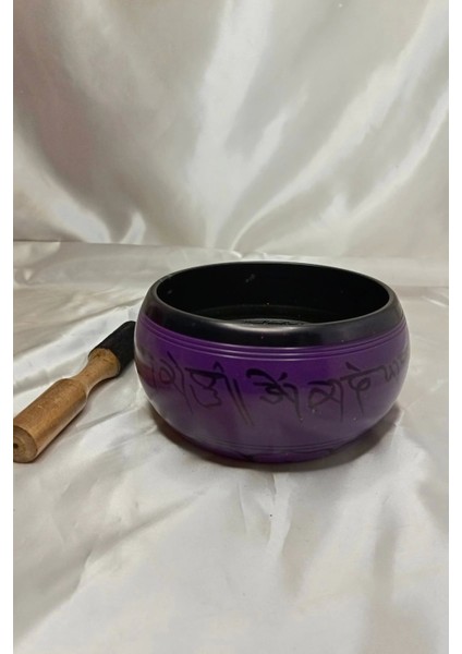 Tibet Çanağı Çanı Kasesi Meditasyon Çanı Yoga Çanı Tibet Çanağı Singing Bowl Mor Oval Mor 16