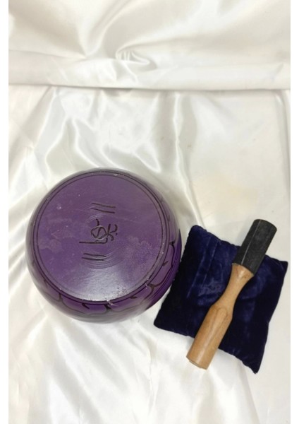 Tibet Çanağı Çanı Kasesi Meditasyon Çanı Yoga Çanı Tibet Çanağı Singing Bowl Mor Oval Mor 16