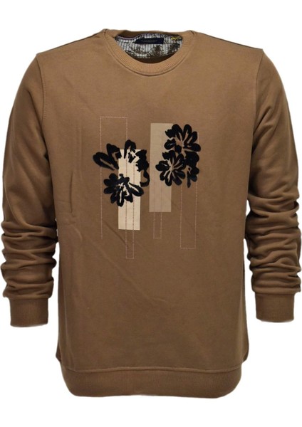 Erkek Baskılı Spor Sıfır Yaka Sweatshirt R2201 BGL-ST03191