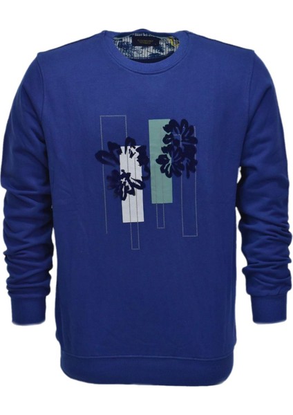 Erkek Baskılı Spor Sıfır Yaka Sweatshirt R2201 BGL-ST03191