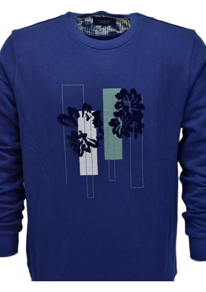 Erkek Baskılı Spor Sıfır Yaka Sweatshirt R2201 BGL-ST03191