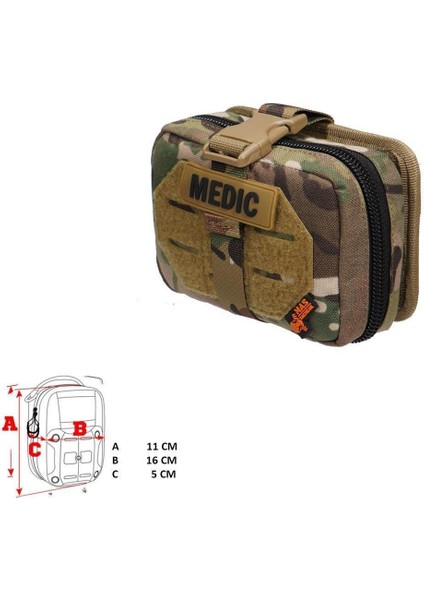 Mas Tactical Yatay Küçük Askeri Sağlık Çantası (Multicam)