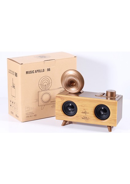 Gramafon Radyo Nostaljik Radyo Müzik Speaker Bluetooth Hoparlör Yüksek Ses Kalitesi B6
