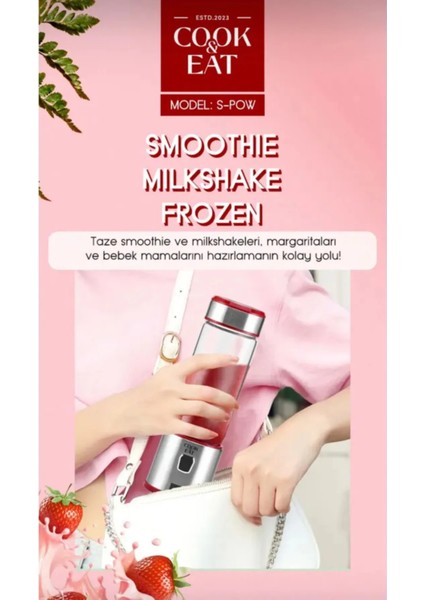 Taşınabilir Metal Kişisel Blender Shake'n Smoothies Blender Keskin Bıçaklı Ekstra Cup