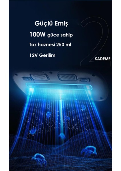 Şarjlı Uv-C Işınlı 100W Akar Temizleme El Süpürgesi