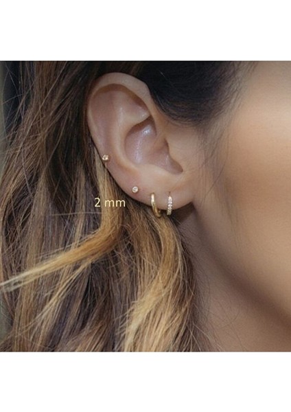 Tektaş Cerrahi Çelik Tragus Helix Kıkırdak Conch Gold Renk 8 mm 2 Adet Piercing