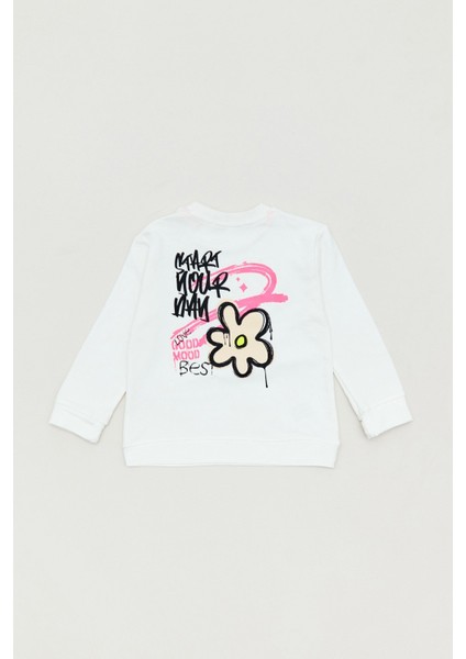 Good Mood Baskılı Bisiklet Yaka Kız Çocuk Sweatshirt