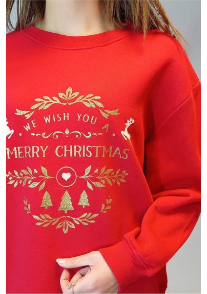 Kadın Kırmızı Bisiklet Yaka Sweatshirt Bluz YY101065 fırsatları