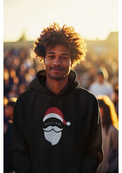 Siyah Merry Christmas Yeniyıl Kapşonlu Sweatshirt fiyatları