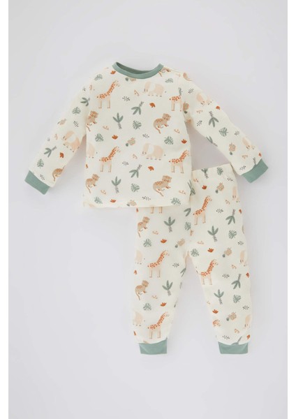 Erkek Bebek Safari Baskılı Uzun Kollu Pijama Takımı B8785A524SP