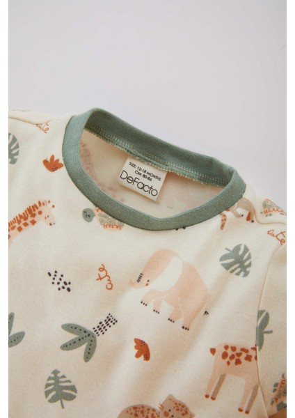 Erkek Bebek Safari Baskılı Uzun Kollu Pijama Takımı B8785A524SP