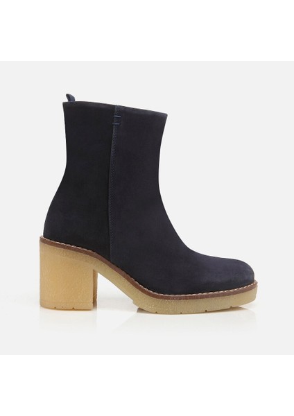 01BOH275990A680 HAKIKI Deri Lacivert Kadın Topuklu Bot