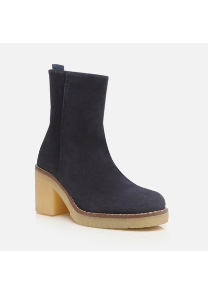 01BOH275990A680 HAKIKI Deri Lacivert Kadın Topuklu Bot fiyatları