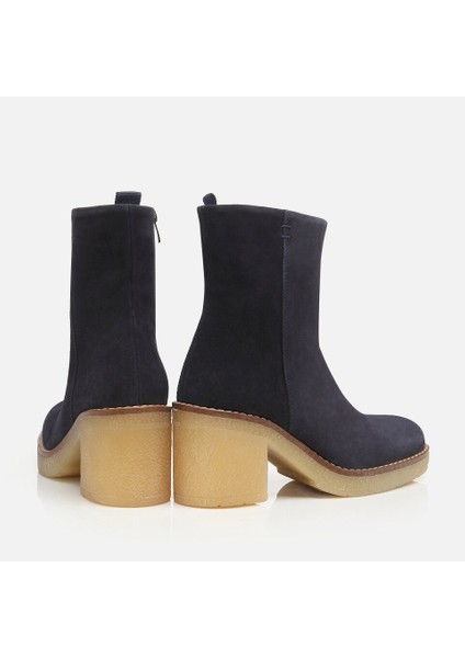 01BOH275990A680 HAKIKI Deri Lacivert Kadın Topuklu Bot fırsatları