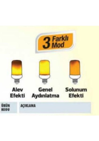Helıos Alev Efektli LED Ampul Gerçekçi 3 Kademeli