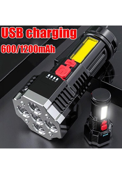 USB Şarj Edilebilir El Feneri 5 Kafa LED El Feneri Kamp Yürüyüş Campig Açık Kapalı Için Ultra Parlak Uçuş Işığı (Yurt Dışından)