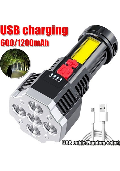 USB Şarj Edilebilir El Feneri 5 Kafa LED El Feneri Kamp Yürüyüş Campig Açık Kapalı Için Ultra Parlak Uçuş Işığı (Yurt Dışından) fiyatları