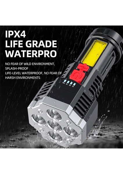 USB Şarj Edilebilir El Feneri 5 Kafa LED El Feneri Kamp Yürüyüş Campig Açık Kapalı Için Ultra Parlak Uçuş Işığı (Yurt Dışından) modelleri