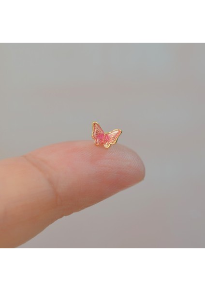 Pembe Kelebekli Çelik Piercing Helix Kıkırdak Conch Lob Gold fiyatları