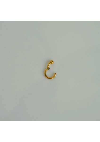316 L Çelik Küçük Topçuklu Düz Halka Göbek Piercingi 6 mm Gold Renk modelleri