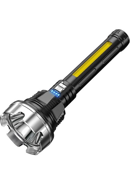 USB Şarj Edilebilir LED El Fenerleri 1200 Mah 4 Mod Su Geçirmez Çok Fonksiyonlu Çalışma Işığı, Şarj Kablosu ile (Yurt Dışından)