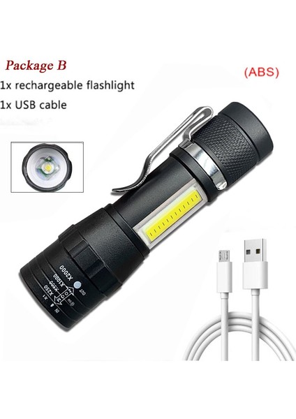 Mini Zoom Odak El Feneri + Xpetactical Torch LED El Feneri USB Şarj Edilebilir Su Geçirmez Anahtarlık El Feneri Çalışma Cob (Yurt Dışından)