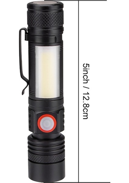 Nxfdsıoz 2x LED El Feneri Su Geçirmez El Feneri Manyetik Torch Zoom T6 + Cob El Feneri Klipsli El Işığı 18650 (Yurt Dışından)