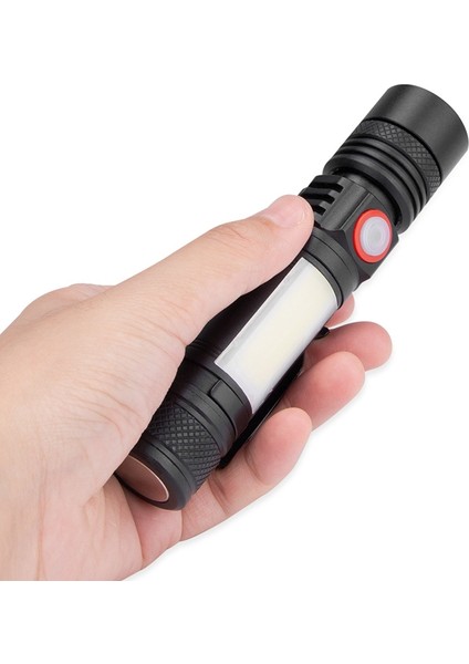 Nxfdsıoz 2x LED El Feneri Su Geçirmez El Feneri Manyetik Torch Zoom T6 + Cob El Feneri Klipsli El Işığı 18650 (Yurt Dışından)