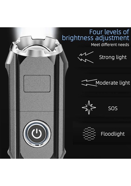 Güçlü Işık El Feneri USB Şarj Edilebilir Yakınlaştırma Lambası Taşınabilir Ev Ultra Parlak Dahili Pil Çok Fonksiyonlu Işık (Yurt Dışından) indirimleri