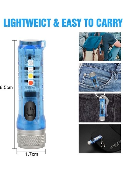 Mini USB El Fenerleri Anahtarlık Flaş Işığı Tip-C USB Şarj Edilebilir Mıknatıslı LED Lamba Kamp Uv Işık Çok Fonksiyonlu Taşınabilir Çalışma Işığı Yan Işıklar (Yurt Dışından)