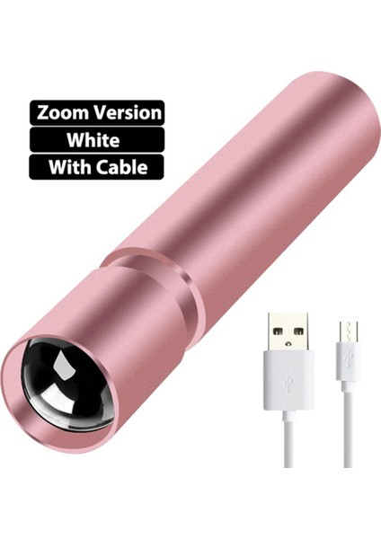 Q5 Zoom Sürümü El Feneri 600MAH USB Şarj Mini Kamp Işıklı Fener (Yurt Dışından)