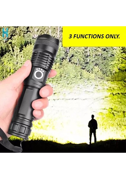 [rongcai] Jh L-839 Güçlü Işık Flaş 3 Modlu USB LED El Feneri Kampçılık Balıkçılık Cod (Yurt Dışından)