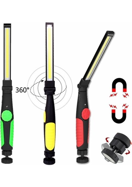 Katlanabilir Taşınabilir Cob El Feneri Torch USB Şarj Edilebilir LED Çalışma Işığı 360 Derece Döndürülmüş Manyetik Cob Fener Taşınabilir Spot (Yurt Dışından)