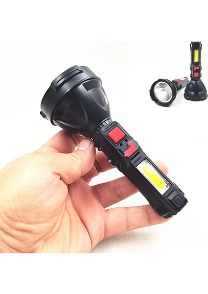 【eğlenceli Lıve】 LED El Feneri Cob Spot Işığı Taktik Işık 18650 Torch USB Şarj Edilebilir Lamba 4 Aydınlatma Modu ile Açık Su Geçirmez El Lambası (Yurt Dışından)